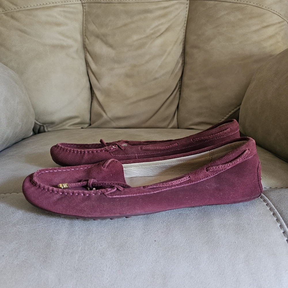 Michael Kors suede burgundy moccasins/loafers size 11‎